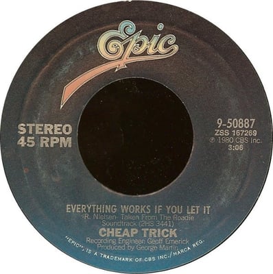 Cheap Trick - Everything Works If You Let It / Way Of The World (Epic, 9-50887) • 7" • Pitman Pressing
