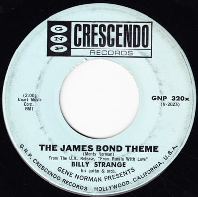 Billy Strange - The James Bond Theme (GNP Crescendo, GNP 320x) • 7" • Indianapolis Pressing • Reissue