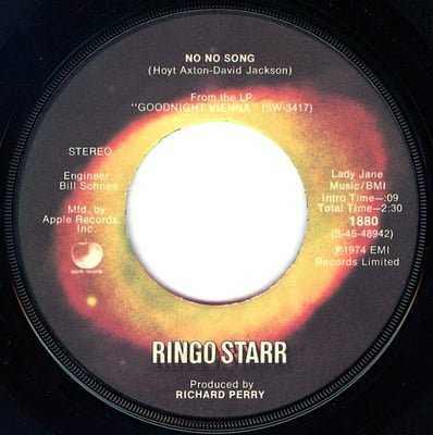 Ringo Starr - No No Song / Snookeroo (Apple Records, 1880) • 7" • Winchester pressing