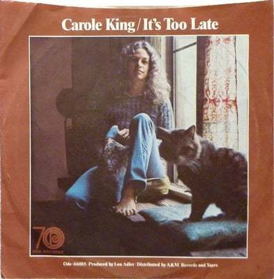 Carole King - It's Too Late / I Feel The Earth Move (Ode Records, ODE-66015) • 7" • Terre Haute Pressing