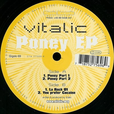 Vitalic - Poney EP (International Deejay Gigolo Records, Gigolo 69) • 12" • NM/NM