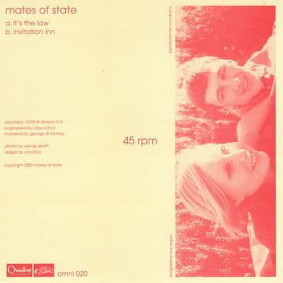 Mates Of State - It's The Law / Invitation Inn (Omnibus, omni 020) • 7" • Clear • NM/NM