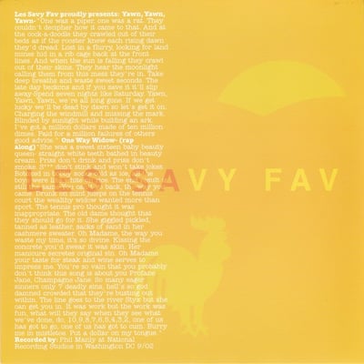Les Savy Fav - Yawn, Yawn, Yawn / One Way Widow (Tiger Style, TS-039) • 7" • NM/NM • Limited Edition