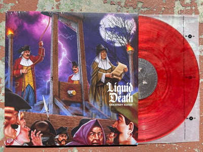 Liquid Death - Greatest Hates Vol. 2 (Liquid Death, LD2) • LP • Clear w/ Opaque Blood Red Swirl, 140g • Limited Edition