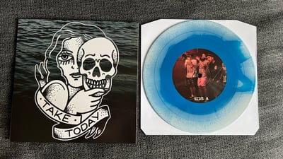Take Today - SKAdiving / Up To The Top (Pedal Boy Records, 002) • 7" • Teal / Ivory Smash