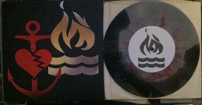 Hot Water Music/Bouncing Souls - Split - Black Paper w/ Red & Silver Foil - Black w/ Grey Swirl (500)