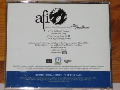 AFI Sing the Sorrow - Sampler 2003 DreamWorks 4 trk promo (Gold disc)