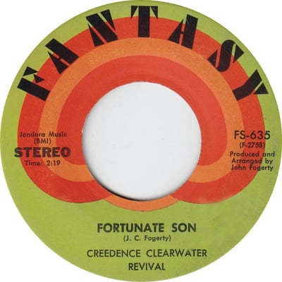 Creedence Clearwater Revival - Fortunate Son / Down On The Corner (Fantasy, Fantasy 634) · 7" · Rockaway Pressing