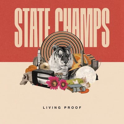 State Champs - Living Proof (Pure Noise Records, PNE217) · LP · Ultra Clear w/ Heavy Cream & Red Splatter