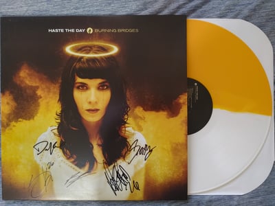 Haste The Day - Burning Bridges [Half White/Half Gold|#525] *SIGNED* by Giuseppe, David, Stephen, Scott, Mike, Brennan