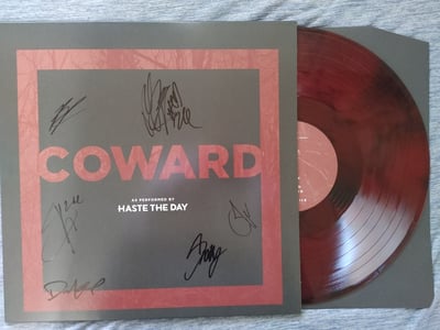 Haste The Day - Coward (10th Anniv.) [Trans. Red w/Black Smoke] *SIGNED* by Giuseppe, David, Stephen, Scott, Mike, Brennan
