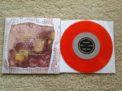 Split - Tigers Jaw/Self Defense/The World Is A Beautiful Place And I'm No Longer Afraid To Die/Code Orange Kids Split 7" (1st Press, Clear Gold With Red Smoke /1500) Run For Cover Records