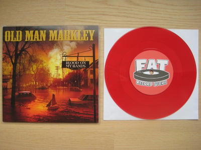 Old Man Markley: Blood On My Hands (Fat Wreck Chords 2012 / red / recipe insert with bloody handprint / FAT store exclusive) #15/100