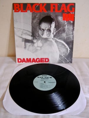 Black Flag - Damaged (SST Records 1989, SST007, A SLICED-AND-DICED UNICORN MEAT SANDWICH RE, Black)