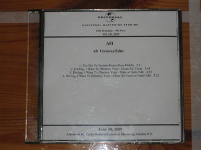 AFI Crash Love 2009 Universal US (Alt Versions/ Edits [ Too Shy To Scream (Demo) + Darling I Want To (Destroy You) 2/2 ]