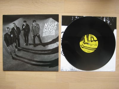 Night Birds: Born To Die In Suburbia (Grave Mistake Records 2013 / black / silk-screened cover / download code / promo poster / sticker / zine ad) #147/420
