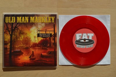 Old Man Markley: Blood On My Hands (Fat Wreck Chords 2012 / red / recipe insert with bloody handprint / FAT store exclusive) #38/100