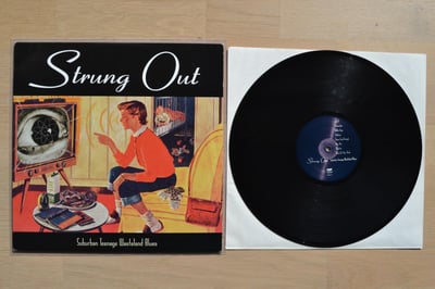 Strung Out: Suburban Teenage Wasteland Blues (Fat Wreck Chords 1996 / black / lyric sheet)