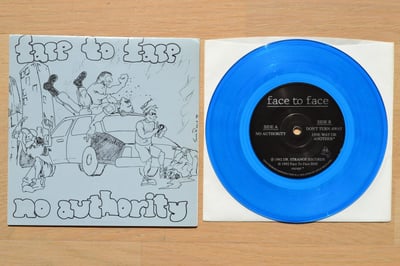 Face To Face: No Authority (Dr. Strange Records 1992 / blue / grey cartoon cover / 3rd press)