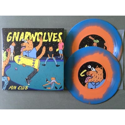 Gnarwolves - Fun Club - 1st Press - Blue/Orange Swirl 2x7" - /200 - Dog Knights Productions