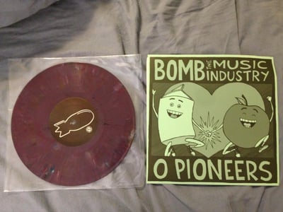 Bomb the Music Industry!/O Pioneers!!! Split 10" Kiss of Death/Asbestos Records. 4th Press. Purple mix with green cover/266