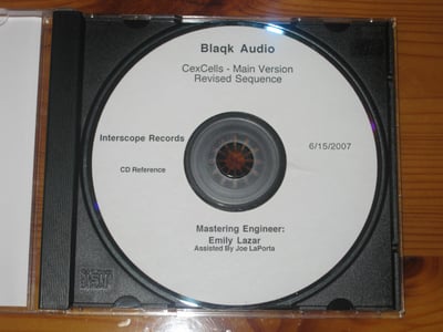 BLAQK AUDIO CexCells Main Version Revised Sequence Cd Reference 6/15/2007