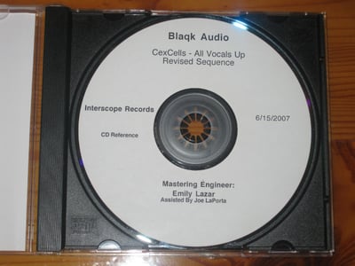 BLAQK AUDIO CexCells All Vocals Up Revised Sequence Cd Reference 6/15/2007