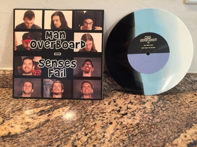 Senses Fail / Man Overboard - Split - 1st press - Black / Baby Blue / White Striped Tri-Color /1250