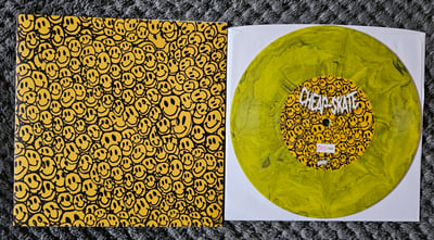 Grizzlyshark/Cheap-Skate - Grizzyshark/Cheap-Skate | 7" | Anti Vinyl Vinyl Club | Yellow/Black Marble | #63/150