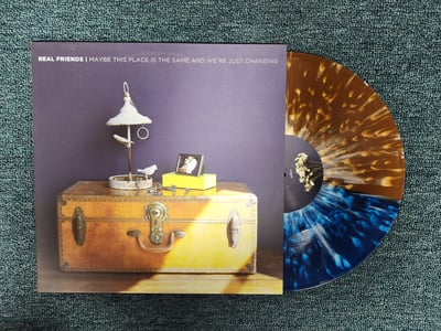 Real Friends - Maybe This Place Is The Same And We're Just Changing | Blue & Bronze Split w/ Bone Splatter | /1000 (Hot Topic exclusive) (2014) FRL30197-1