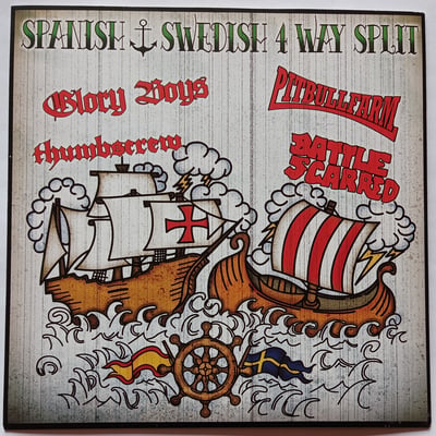 WAR XXVI, WP006 - Glory Boys, Thumbscrew (2), Pitbullfarm, Battle Scarred - Spanish Swedish 4 Way Split - This Means War, Wolf Pact Records - 7", EP, Ltd, Yel - 2014 - 5720141 - Oi! - 2014-06-01 18:07:38 - Near Mint (NM or M-) - Near Mint (NM or M-)