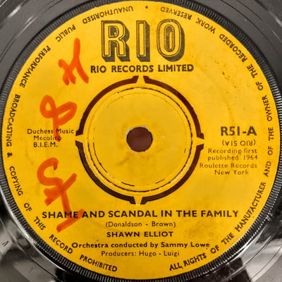 R51 - Shawn Elliott - Shame And Scandal In The Family / My Girl - Rio (2) - 7", 4 P - 1964 - 1713093 - Ska, Reggae - 2024-12-05 02:50:33 - Very Good Plus (VG+) - Generic