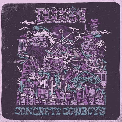 Buggin - Concrete Cowboys (Flatspot Records) • 12" • 1st press • White w/ Black & Magenta Splatter