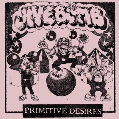 JIVEBOMB - Primitive Desires / Demo (Flatspot Records) • 12" • 1st press • Bubblegum Pink / White / Bone White