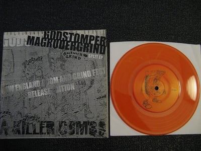 Split - A Killer Combo: Godstomper / Magrudergrind (To Live A Lie/Nuclear BBQ Party) Orange Vinyl New England Doom and Grind Fest Release Edition /30