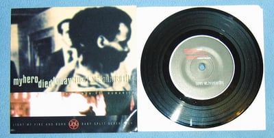 My hero died today / Man vs. humanity - Split 7" | Scorched earth policy, sep-02 | black